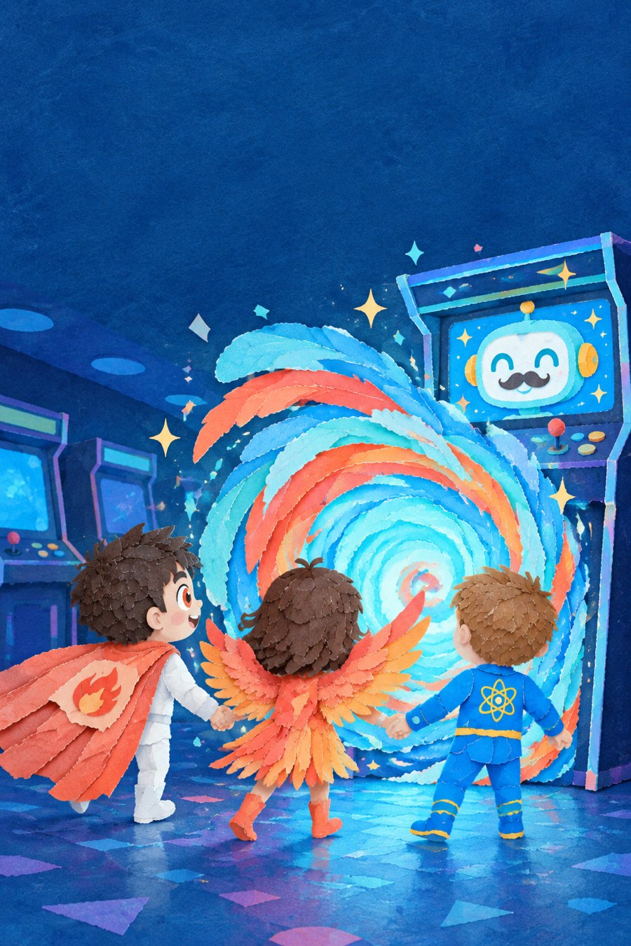 Illustration du livre : les trois héros devant le portail
